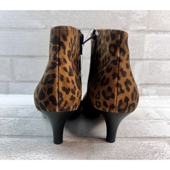 Clarks Linvale Judith Ankle Boots Suede Leopard Print Pointed Toe Heel Brown 6 - Picture 4 of 7